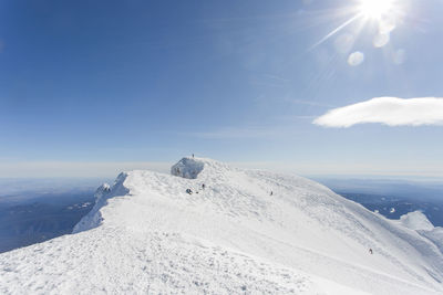 Climbers at the summit of mt. hood in oregon.