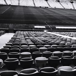 Empty chairs in row
