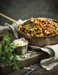 Close-up of food on table