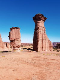 View of rock formations in desert