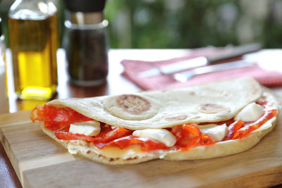 Close-up of food on table