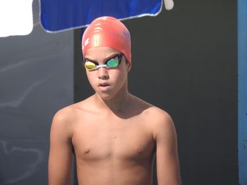 Close-up of shirtless boy