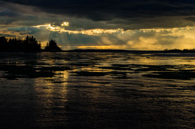 Scenic view of sea against cloudy sky