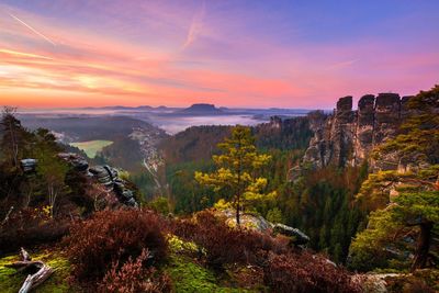 Scenic view of mountain during sunset