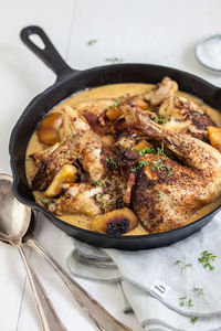 Close-up of food in plate on table