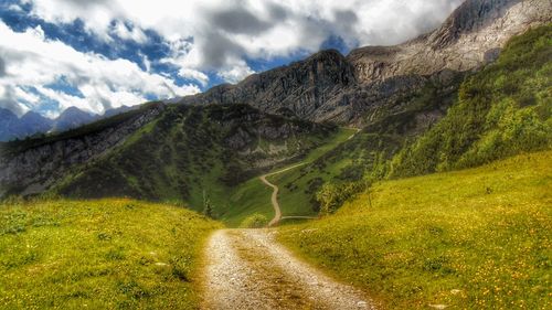 Scenic view of mountains against sky