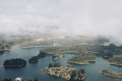 High angle view of water against sky