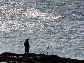 Man fishing in water