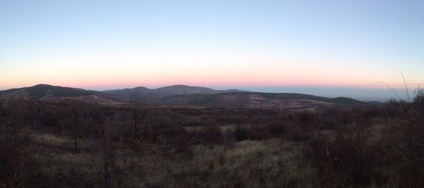 Scenic view of mountains against clear sky