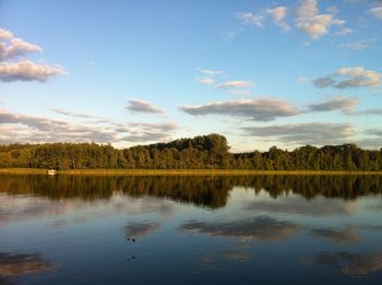 Scenic view of calm lake against sky