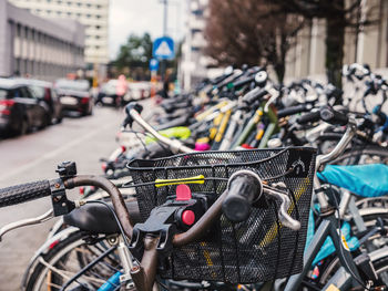 Rows of many bikes parked outside, ghent, belgium