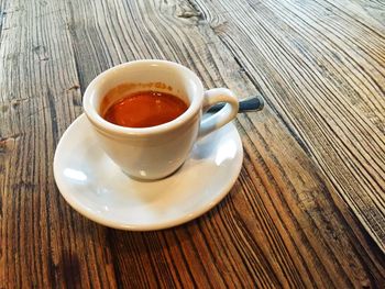 High angle view of coffee on table