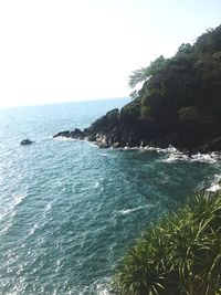 Scenic view of sea against clear sky