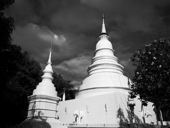 Low angle view of church against cloudy sky