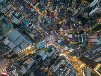 High angle view of buildings in city