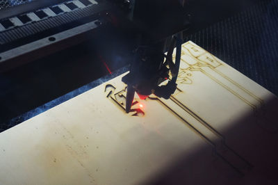 High angle view of computer keyboard on table