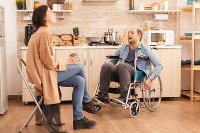 Young couple sitting on seat