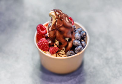 Close-up of ice cream served in bowl