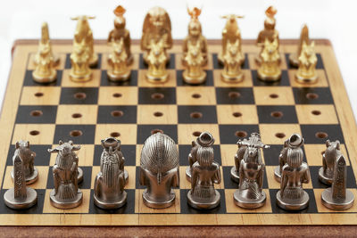 High angle view of chess board