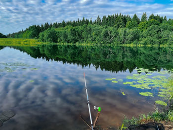 Scenic view of lake against sky