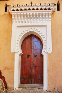 Closed door of building