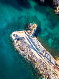 High angle view of pier at sea