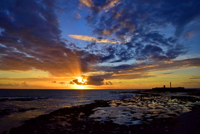 Scenic view of sea against cloudy sky