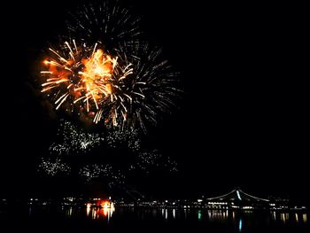 Firework display at night