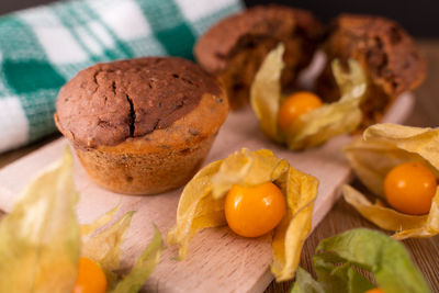 Close-up of food on cutting board