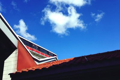 Low angle view of built structure against blue sky