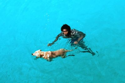 Man swimming in sea