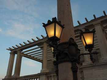 Low angle view of street light against sky