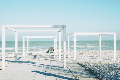 Scenic view of sea against clear sky