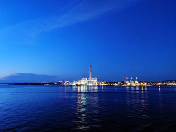 Illuminated city from the ocean