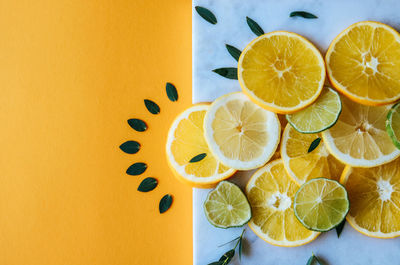 High angle view of fruits on table