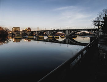 Reflection of bridge in water