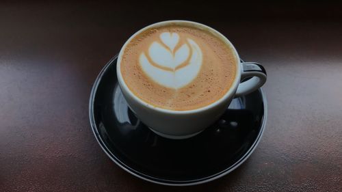 High angle view of coffee on table