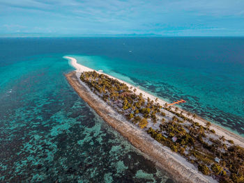 High angle view of swimming in sea