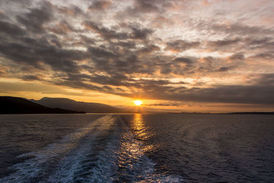 Scenic view of sea against sky during sunset