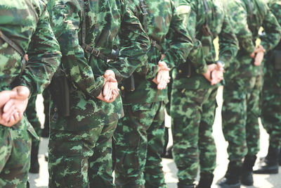 Army soldiers standing in row