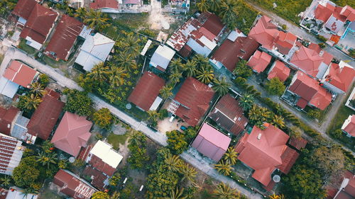 High angle view of residential buildings