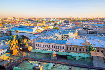 High angle view of buildings in city