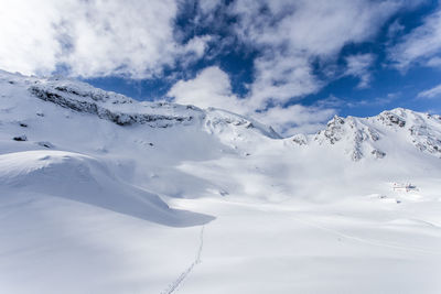 Snow covered mountain against sky