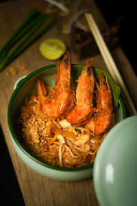High angle view of meal served in bowl