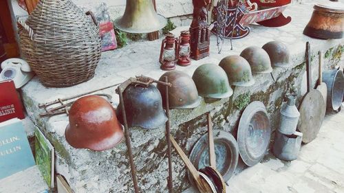 Full frame of objects on table