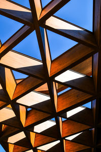 Roofing construction. wooden roof frame house construction. abstract structure background. wood 