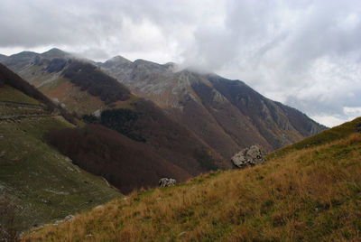 Scenic view of mountains against sky