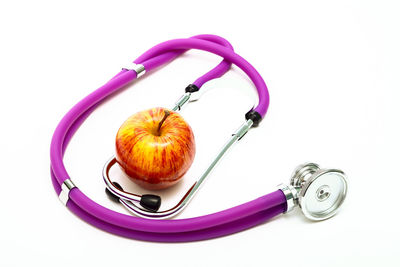 High angle view of food against white background