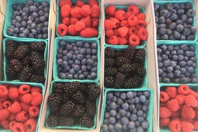 High angle view of various fruits in market