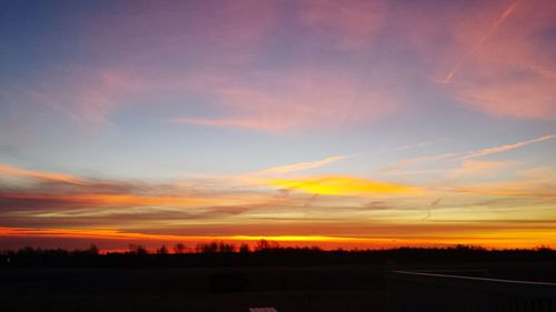 Scenic view of landscape against sky at sunset